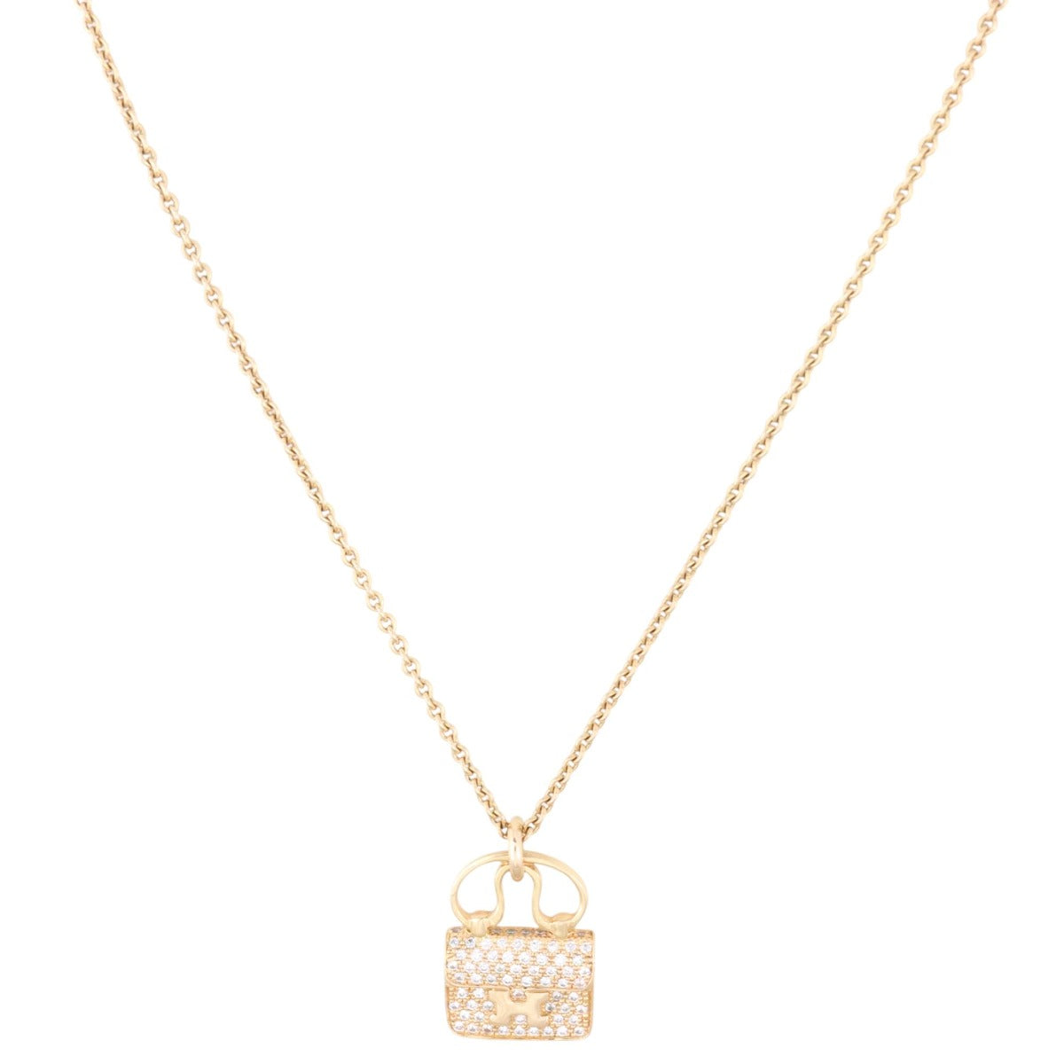 Hermes Amulettes Constance Diamond Pendant 18k Rose Gold Necklace
