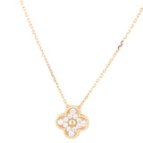 Van Cleef & Arpels Vintage Alhambra Diamond 18k Rose Gold Pendant Necklace