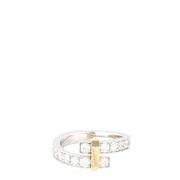 Tiffany & Co Edge Bypass Diamond Platinum 18k Yellow Gold Wide Ring