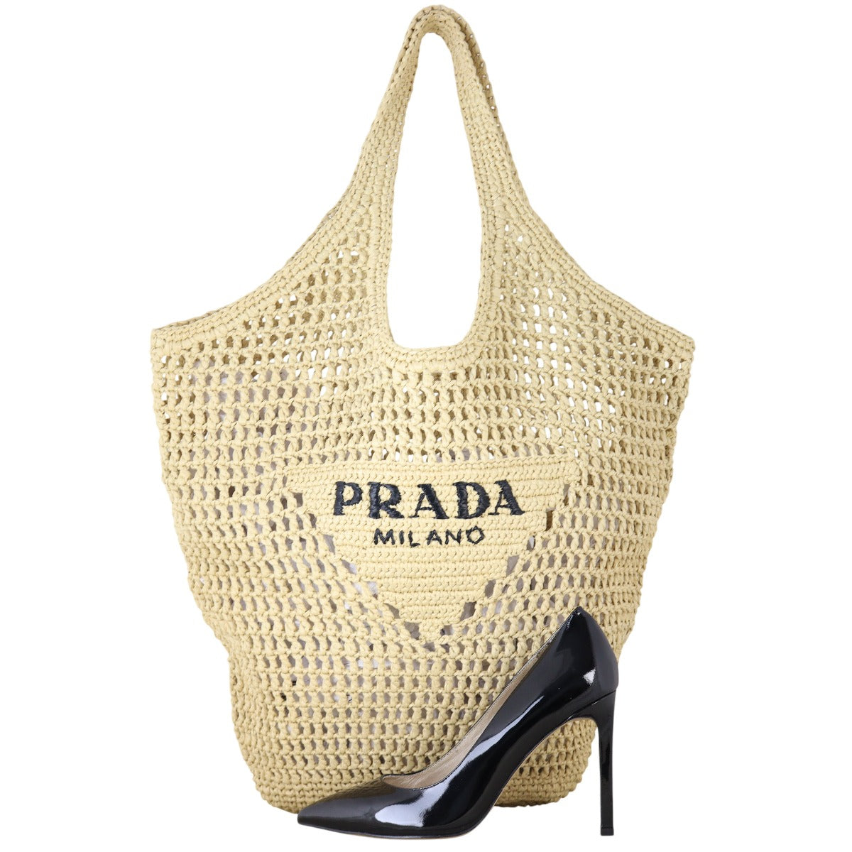 Prada Crochet Raffia Hobo