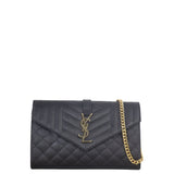Saint Laurent Monogram Mix Matelasse Envelope Wallet on Chain