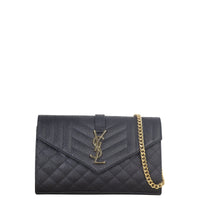 Saint Laurent Monogram Mix Matelasse Envelope Wallet on Chain