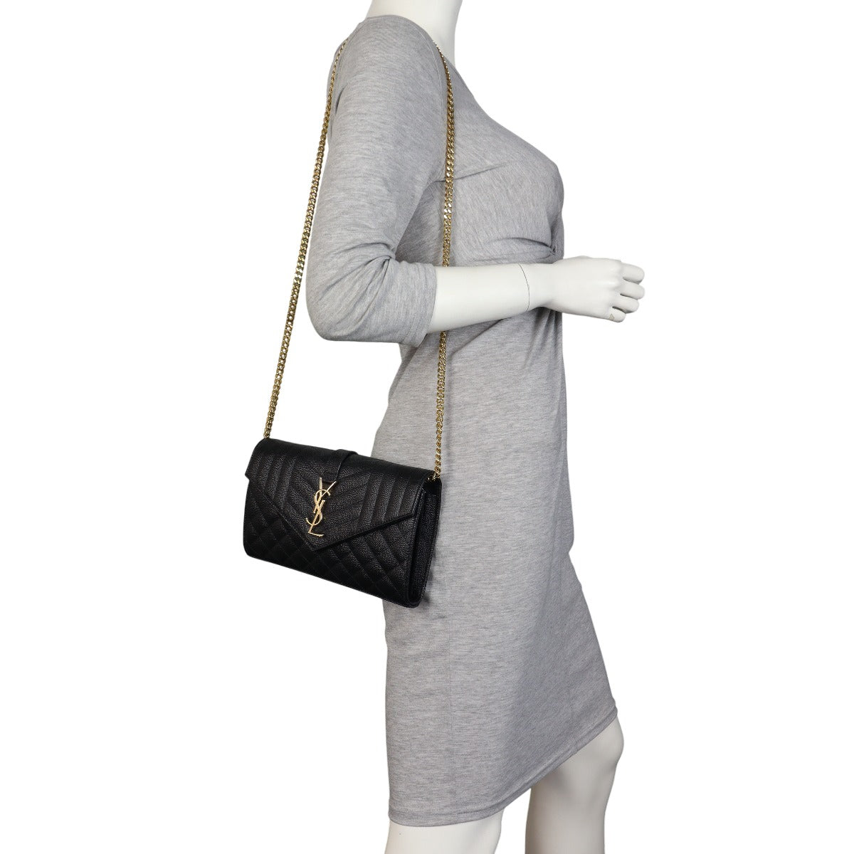 Saint Laurent Monogram Mix Matelasse Envelope Wallet on Chain