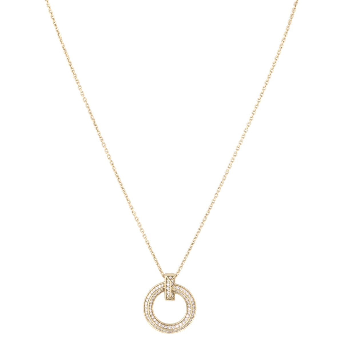 Tiffany & Co T1 Narrow Circle Diamond 18k Yellow Gold Pendant Necklace