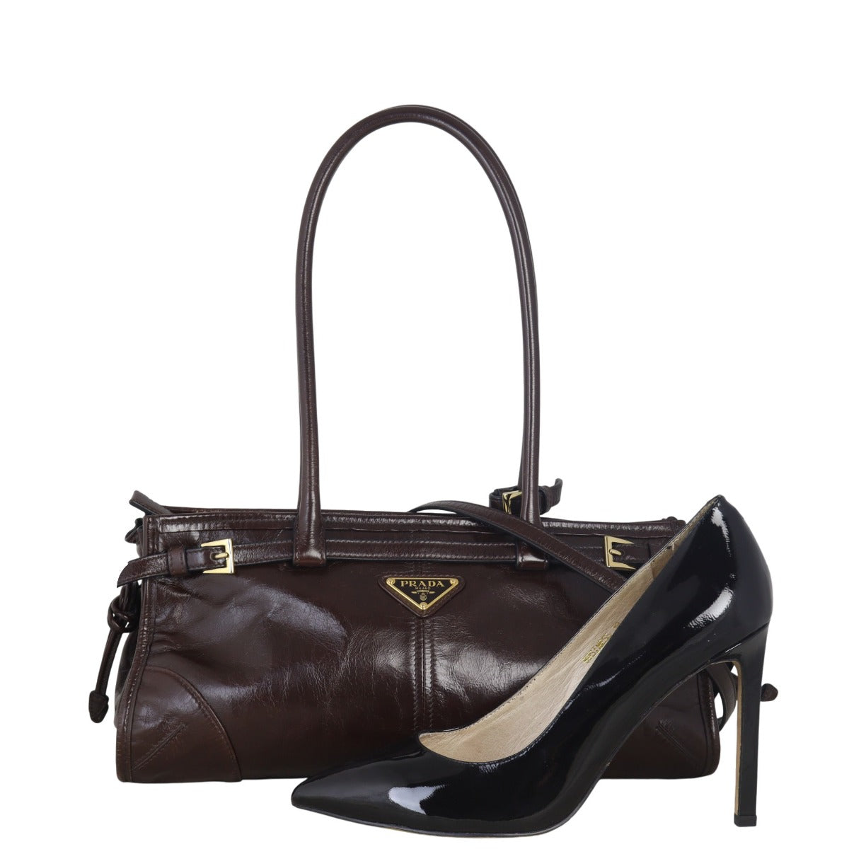 Prada Vitello Shine Bonnie Shoulder Bag Medium