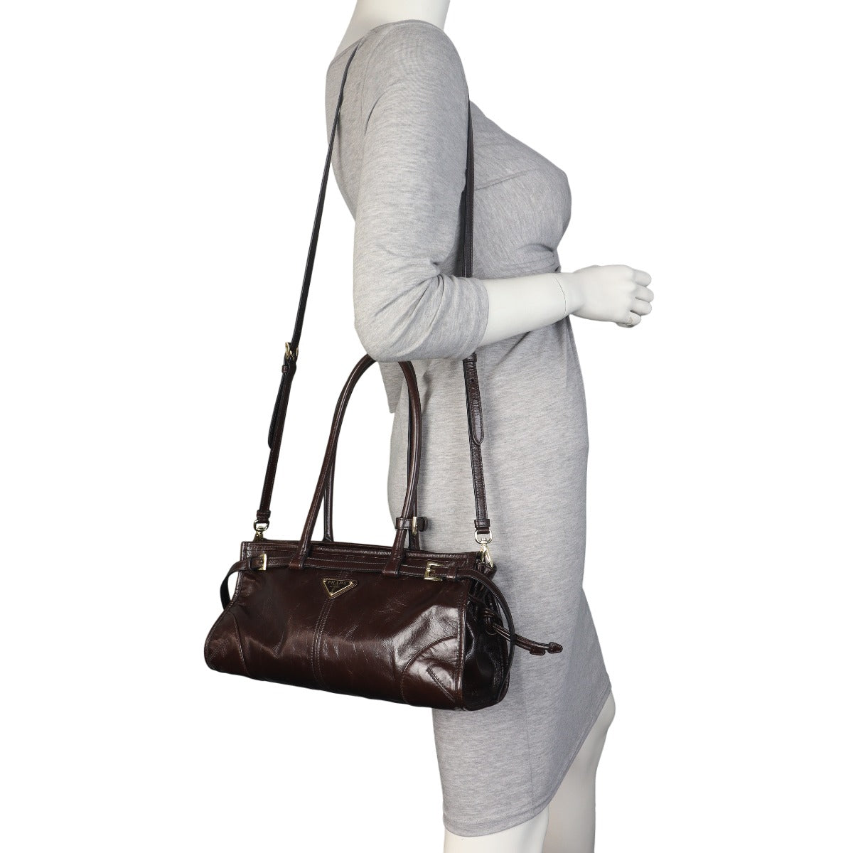 Prada Vitello Shine Bonnie Shoulder Bag Medium