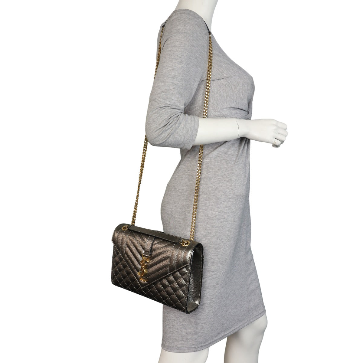 Saint Laurent Monogram Mix Matelasse Envelope Chain Bag Medium