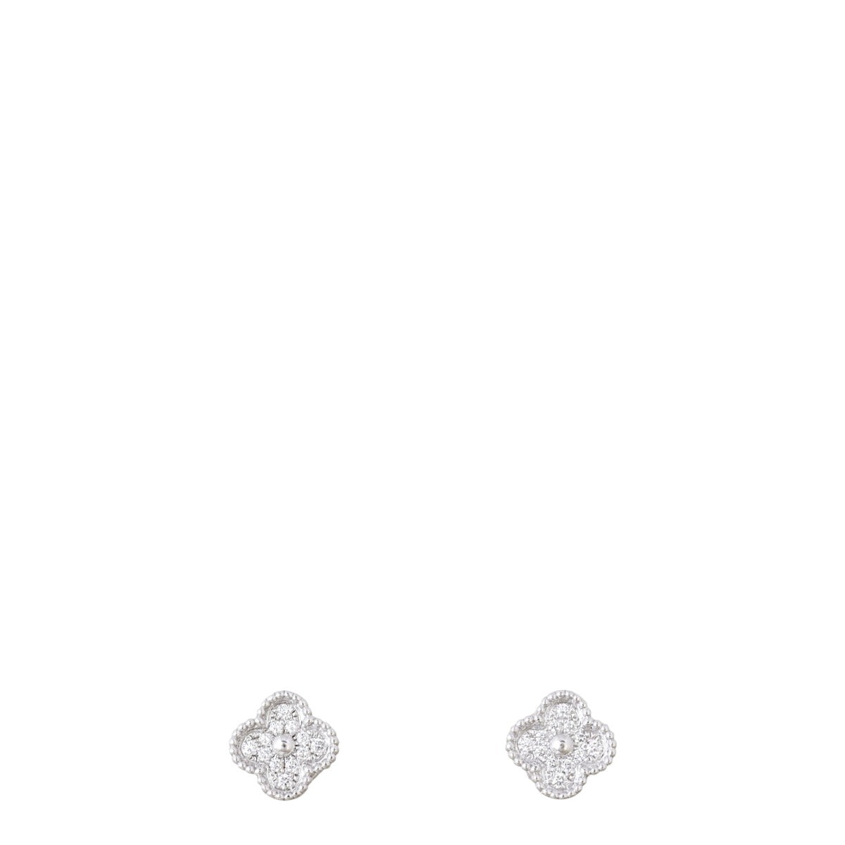 Van Cleef & Arpels Sweet Alhambra Diamond 18k White Gold Stud Earrings