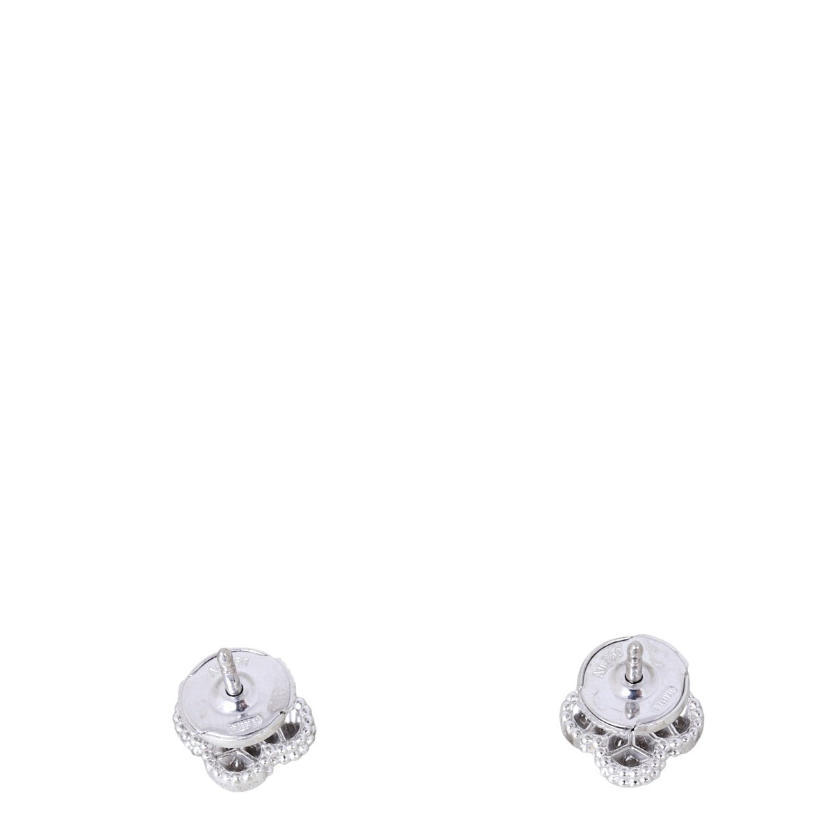 Van Cleef & Arpels Sweet Alhambra Diamond 18k White Gold Stud Earrings