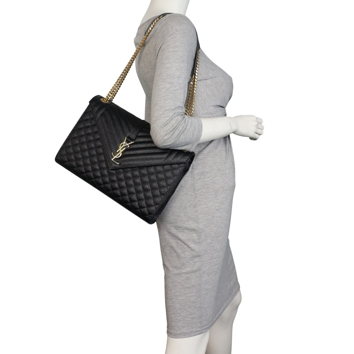 Saint Laurent Monogram Mix Matelasse Envelope Chain Bag Large