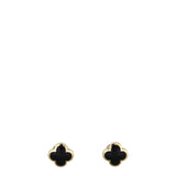 Van Cleef & Arpels Pure Alhambra Onyx 18k Yellow Gold Stud Earrings