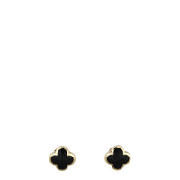 Van Cleef & Arpels Pure Alhambra Onyx 18k Yellow Gold Stud Earrings