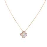 Van Cleef & Arpels Vintage Alhambra Holiday Pendant 2025 Pink Mother of Pearl Diamond 18k Rose Gold Necklace