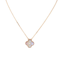 Van Cleef & Arpels Vintage Alhambra Holiday Pendant 2025 Pink Mother of Pearl Diamond 18k Rose Gold Necklace