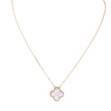 Van Cleef & Arpels Vintage Alhambra Holiday Pendant 2025 Pink Mother of Pearl Diamond 18k Rose Gold Necklace