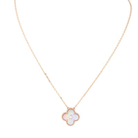 Van Cleef & Arpels Vintage Alhambra Holiday Pendant 2025 Pink Mother of Pearl Diamond 18k Rose Gold Necklace