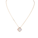 Van Cleef & Arpels Vintage Alhambra Holiday Pendant 2025 Pink Mother of Pearl Diamond 18k Rose Gold Necklace
