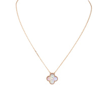 Van Cleef & Arpels Vintage Alhambra Holiday Pendant 2025 Pink Mother of Pearl Diamond 18k Rose Gold Necklace