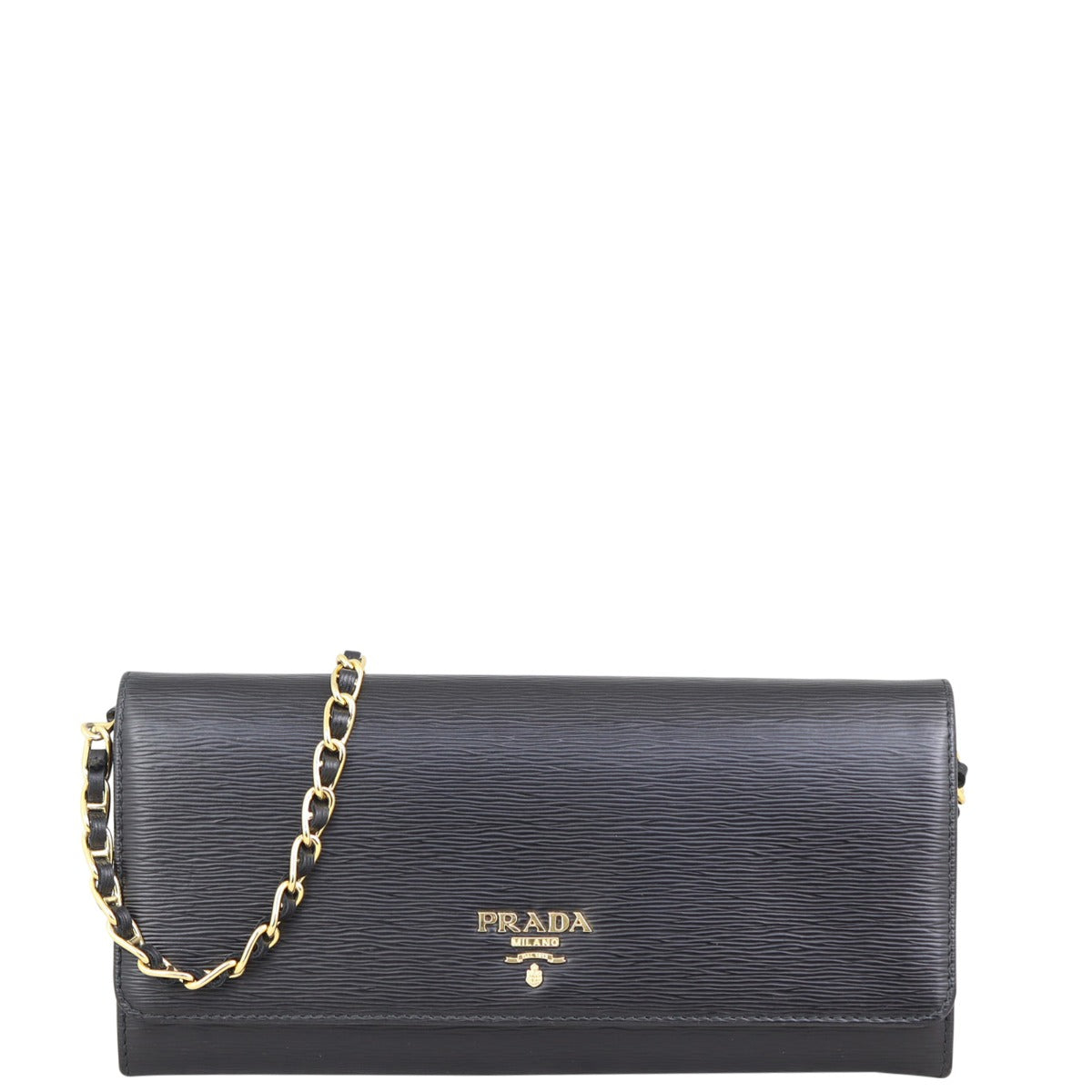 Prada Vitello Move Metal Wallet on Chain Front
