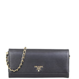 Prada Vitello Move Metal Wallet on Chain Front
