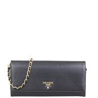 Prada Vitello Move Metal Wallet on Chain Front
