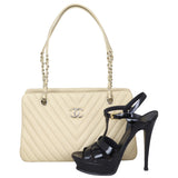 Chanel CC Chevron Shopping Tote Shoe
