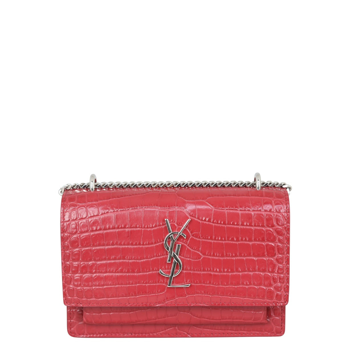Saint Laurent Sunset Mini Croc-Embossed Front
