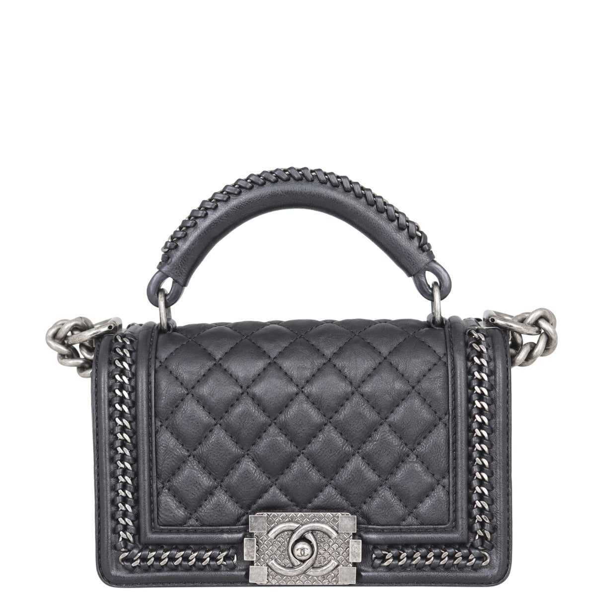 Chanel Boy Paris-Rome Chain Top Handle Small Front
