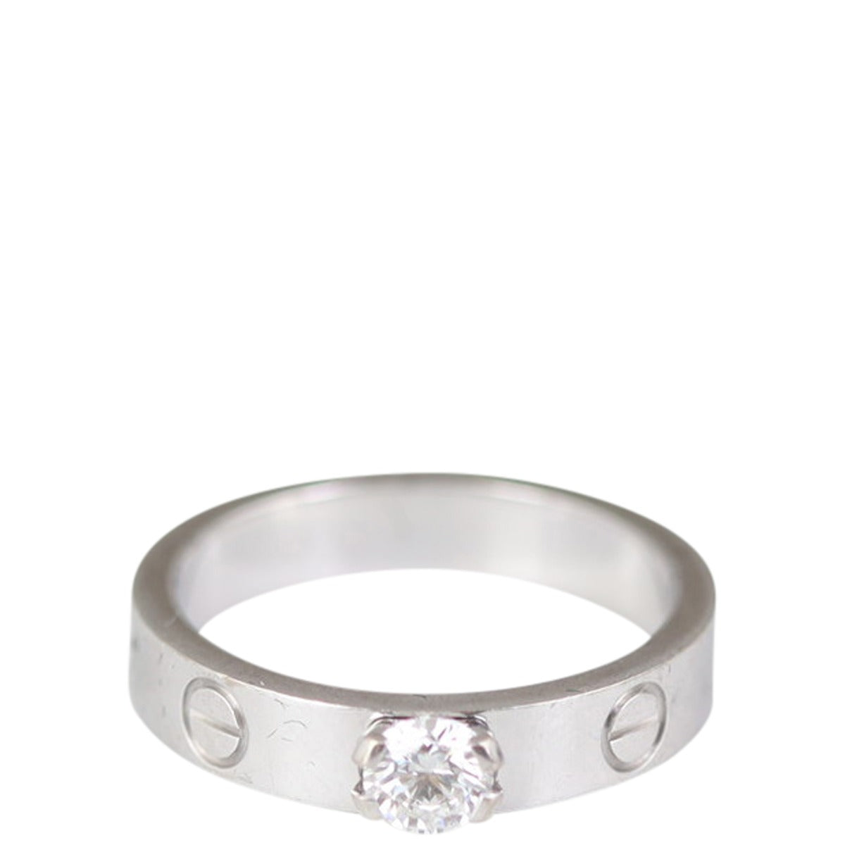 Cartier Love Diamond Solitaire 18k Gold Ring Front
