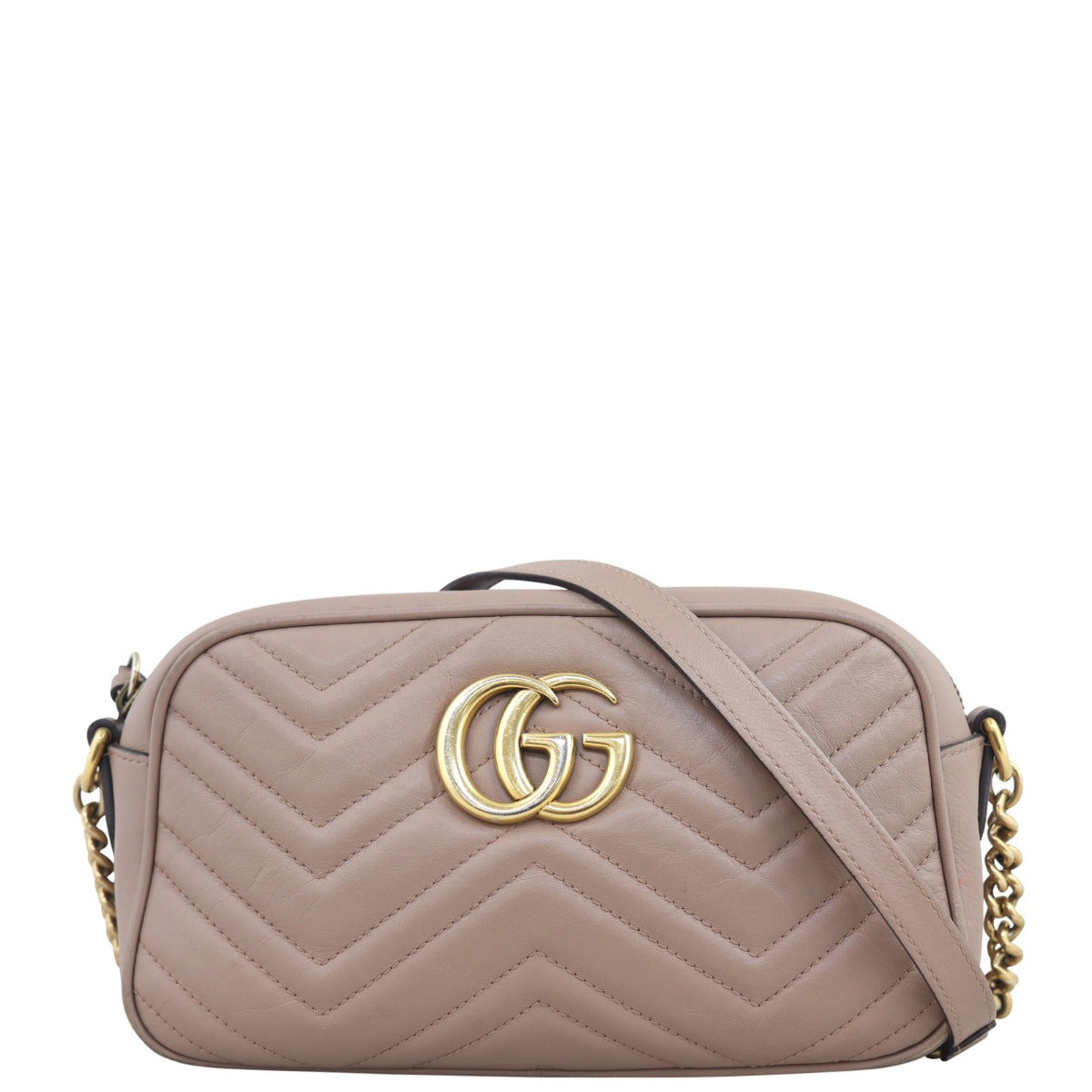 Gucci GG Marmont Small Camera Bag Front with strap