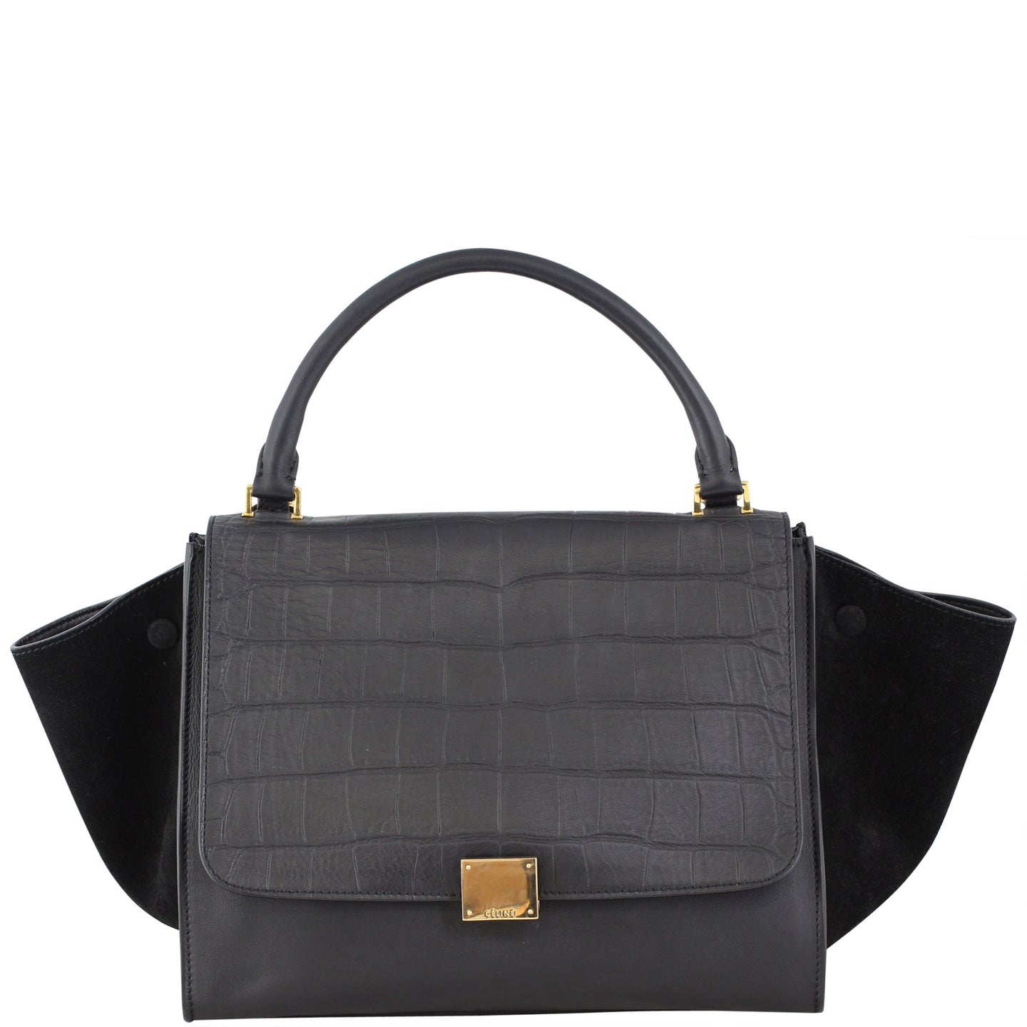 Celine Medium Trapeze Crocodile Embossed Front