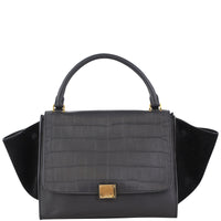 Celine Medium Trapeze Crocodile Embossed Front