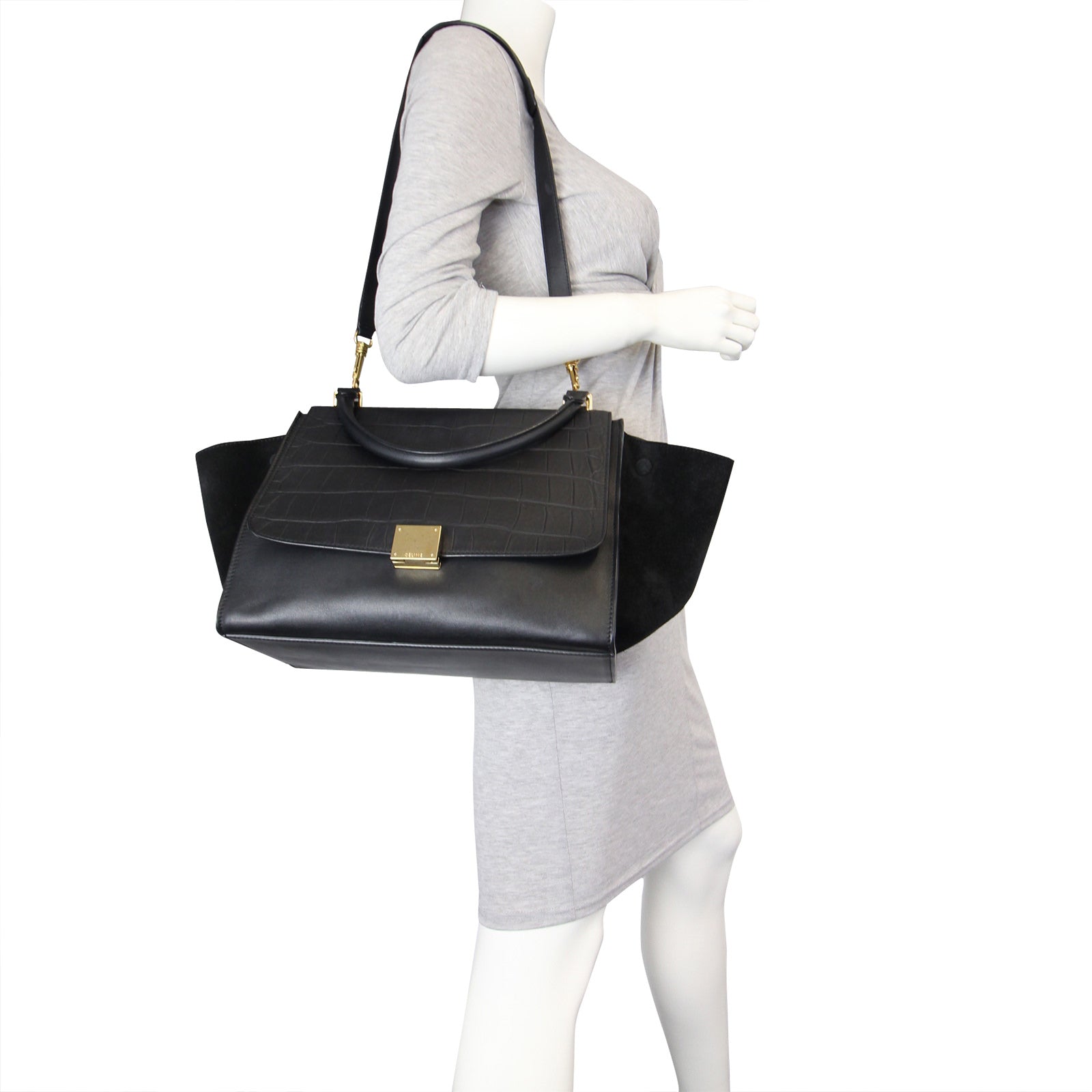 Celine Medium Trapeze Crocodile Embossed Mannequin