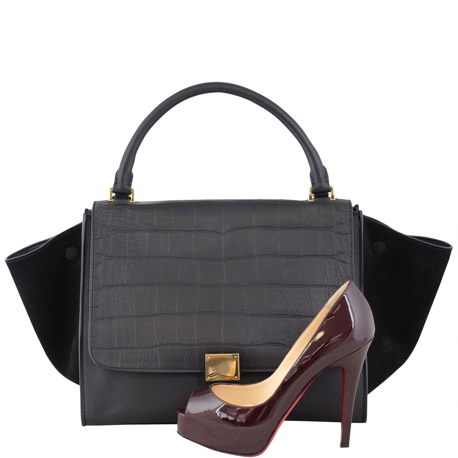 Celine Medium Trapeze Crocodile Embossed Scale