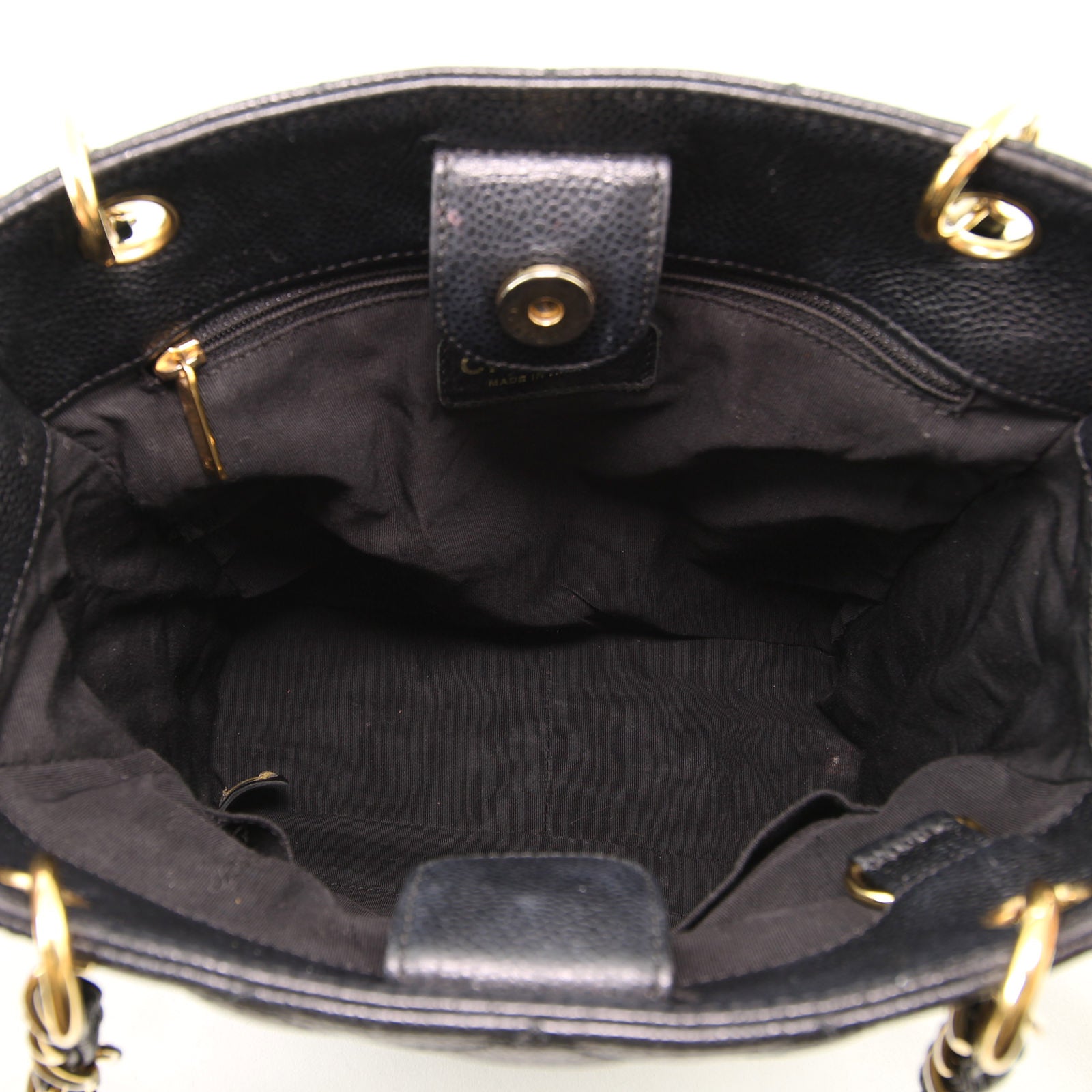 Chanel Petite Shopping Tote Inside