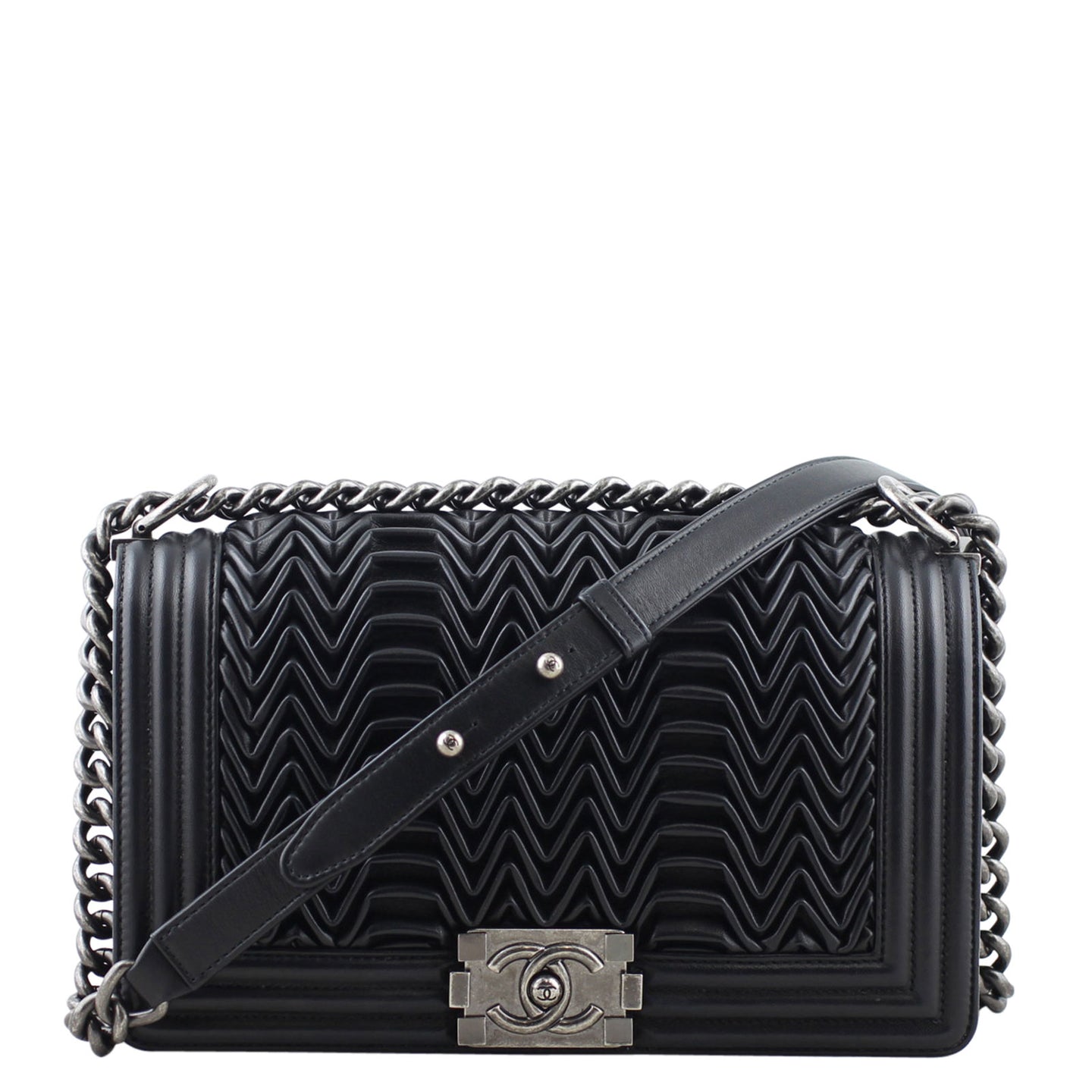 Chanel Pleated Boy Old Medium Front