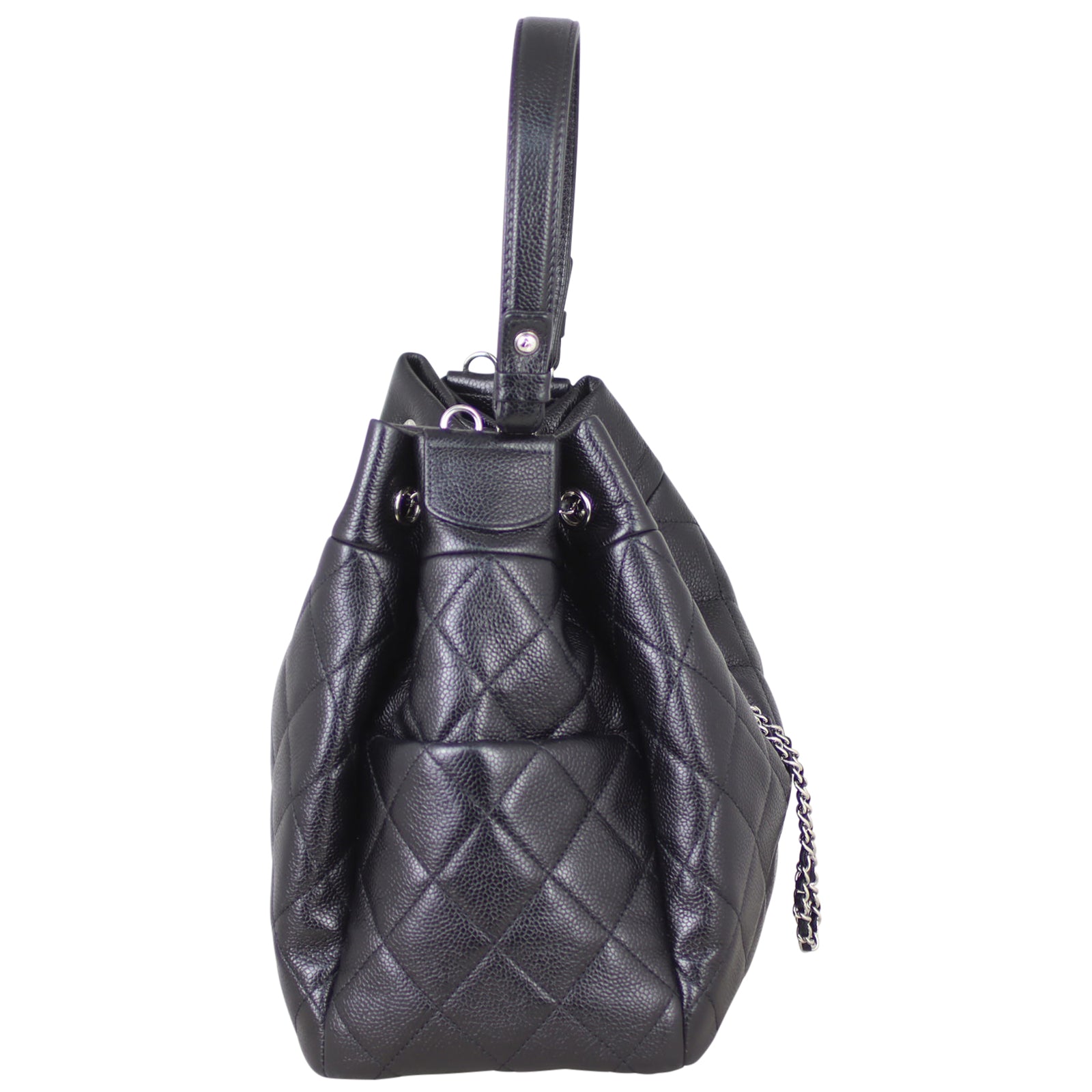 Chanel Quilted CC Drawstring Bucket Bag Side