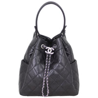 Chanel Quilted CC Drawstring Bucket Bag Front