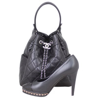 Chanel Quilted CC Drawstring Bucket Bag Shoe
