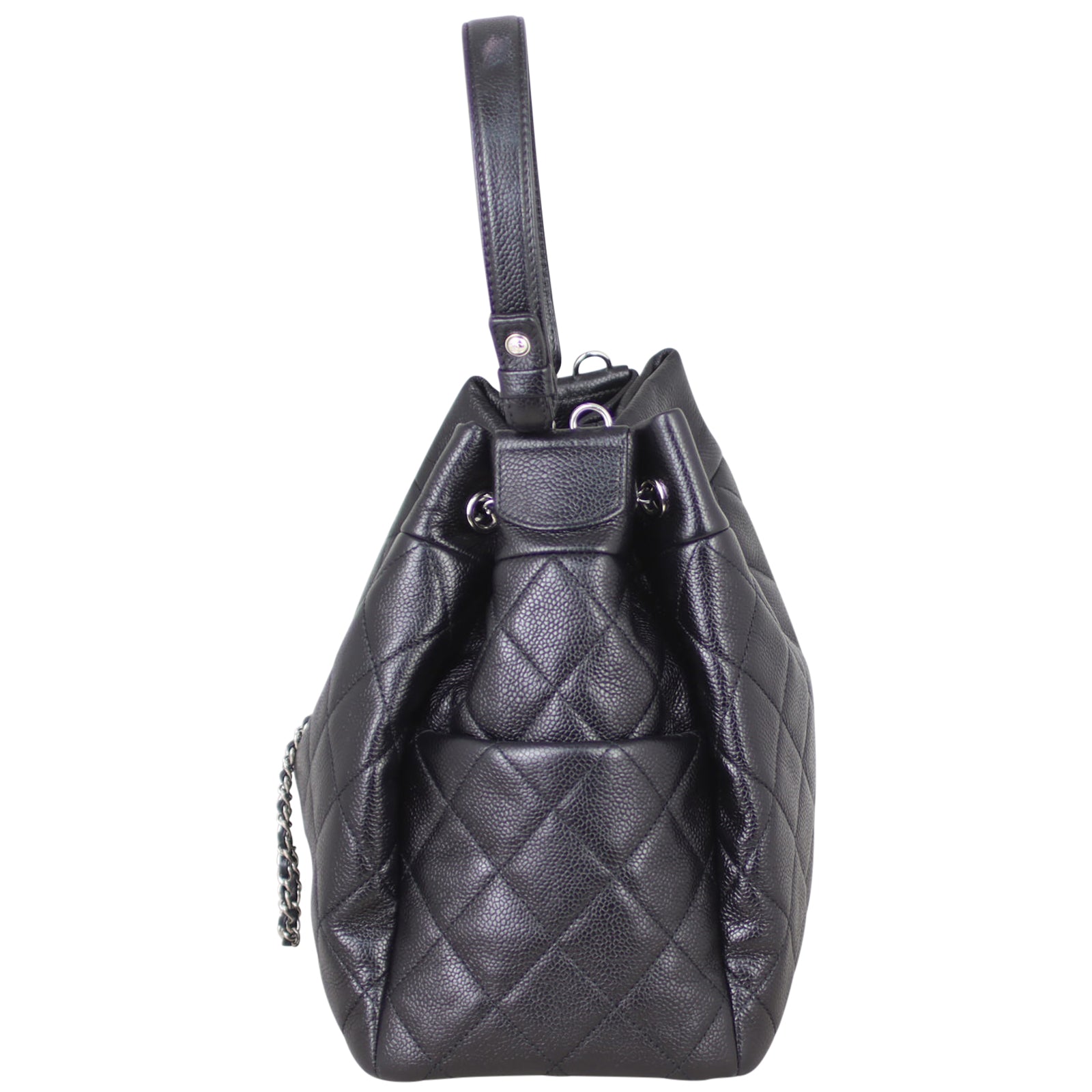 Chanel Quilted CC Drawstring Bucket Bag Side