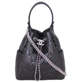 Chanel Quilted CC Drawstring Bucket Bag Front