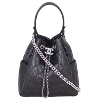 Chanel Quilted CC Drawstring Bucket Bag Front