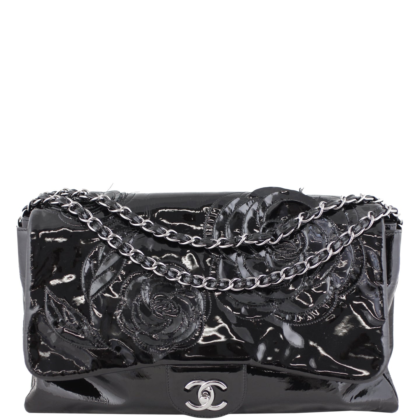 Chanel Camellia Petals Single Flap Maxi Front