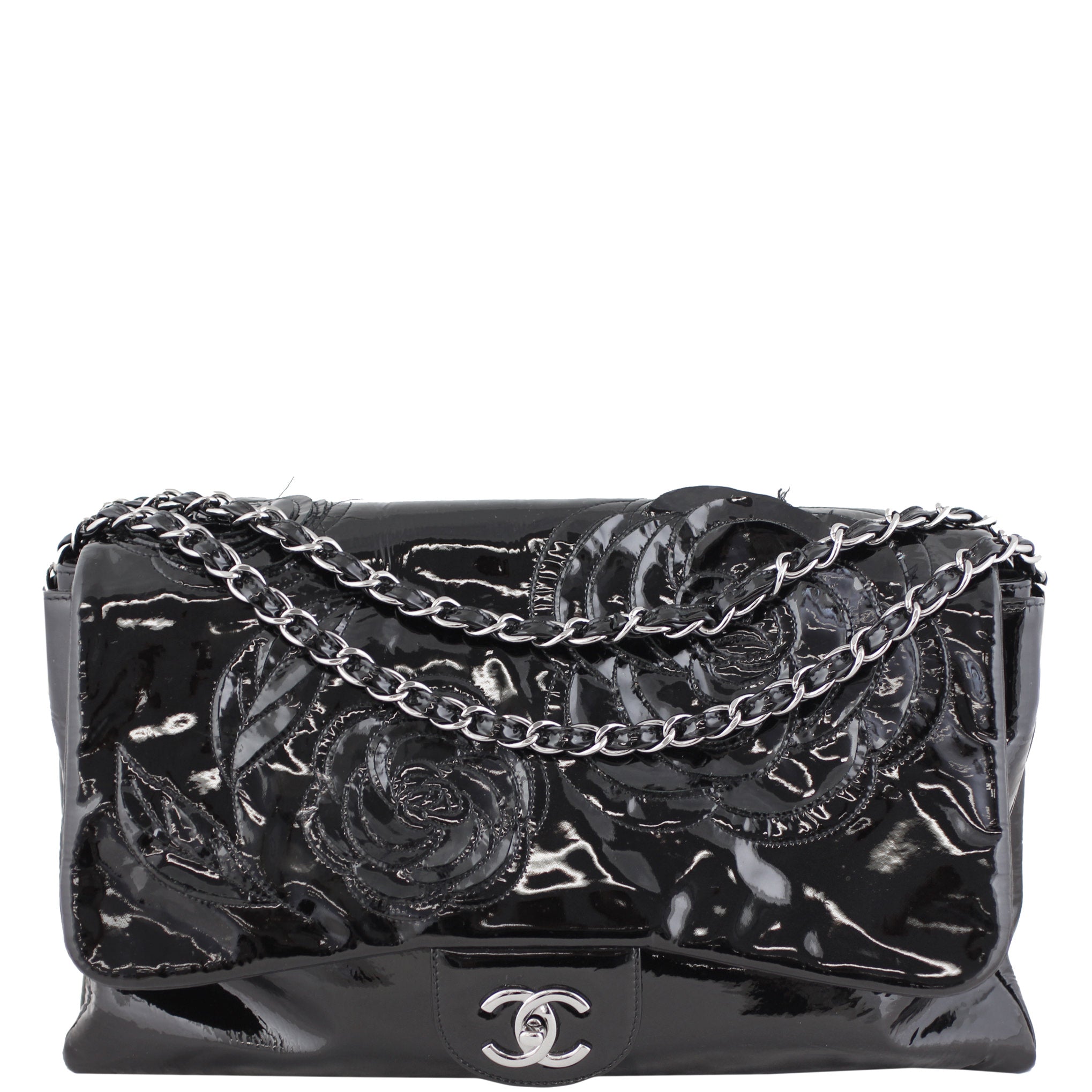 Chanel Camellia Petals Single Flap Maxi Front