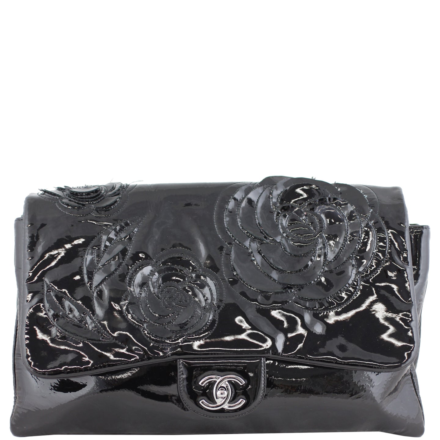 Chanel Camellia Petals Single Flap Maxi Front