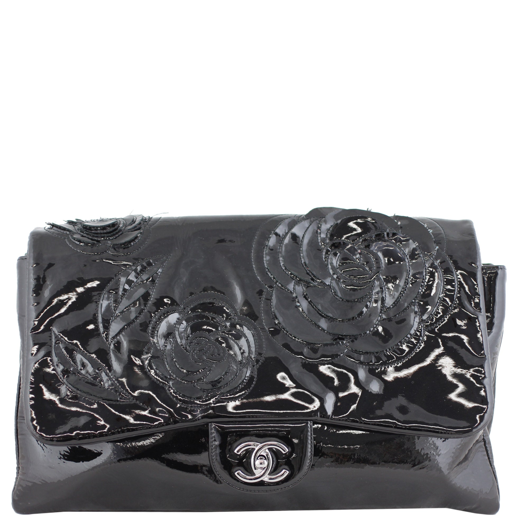 Chanel Camellia Petals Single Flap Maxi Front