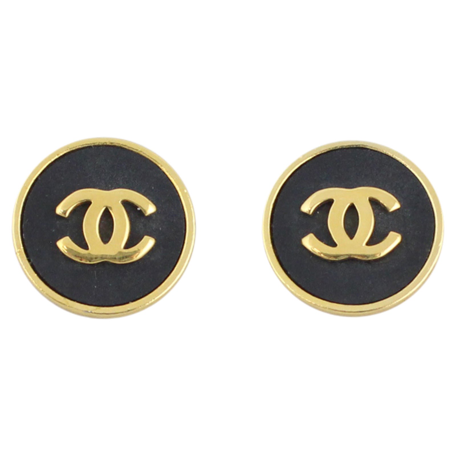 Chanel CC Button Clip on Earrings Front