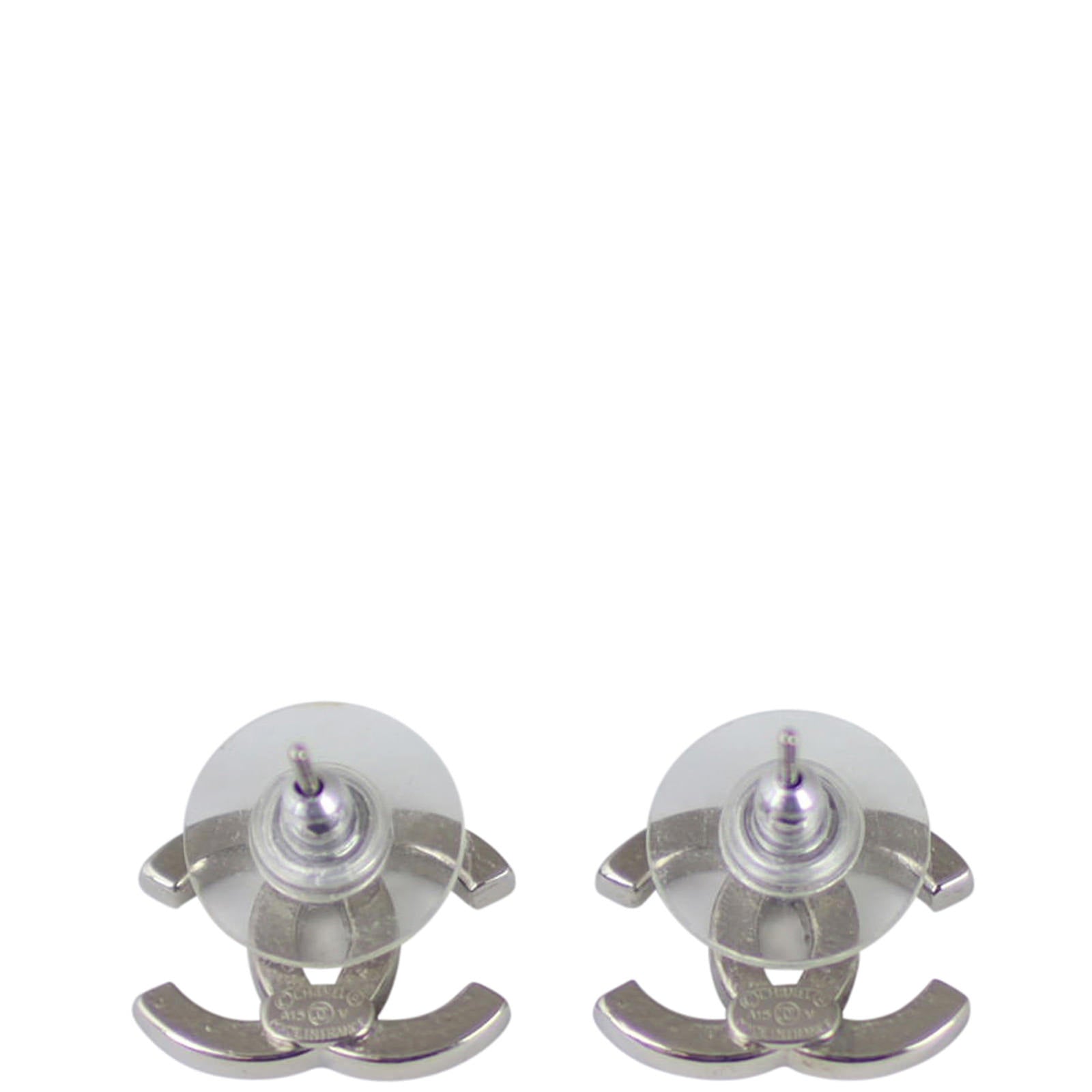 Chanel CC Crystal Stud Earrings Back