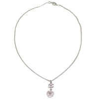 Chanel CC Crystal Camellia Pendant Necklace Front