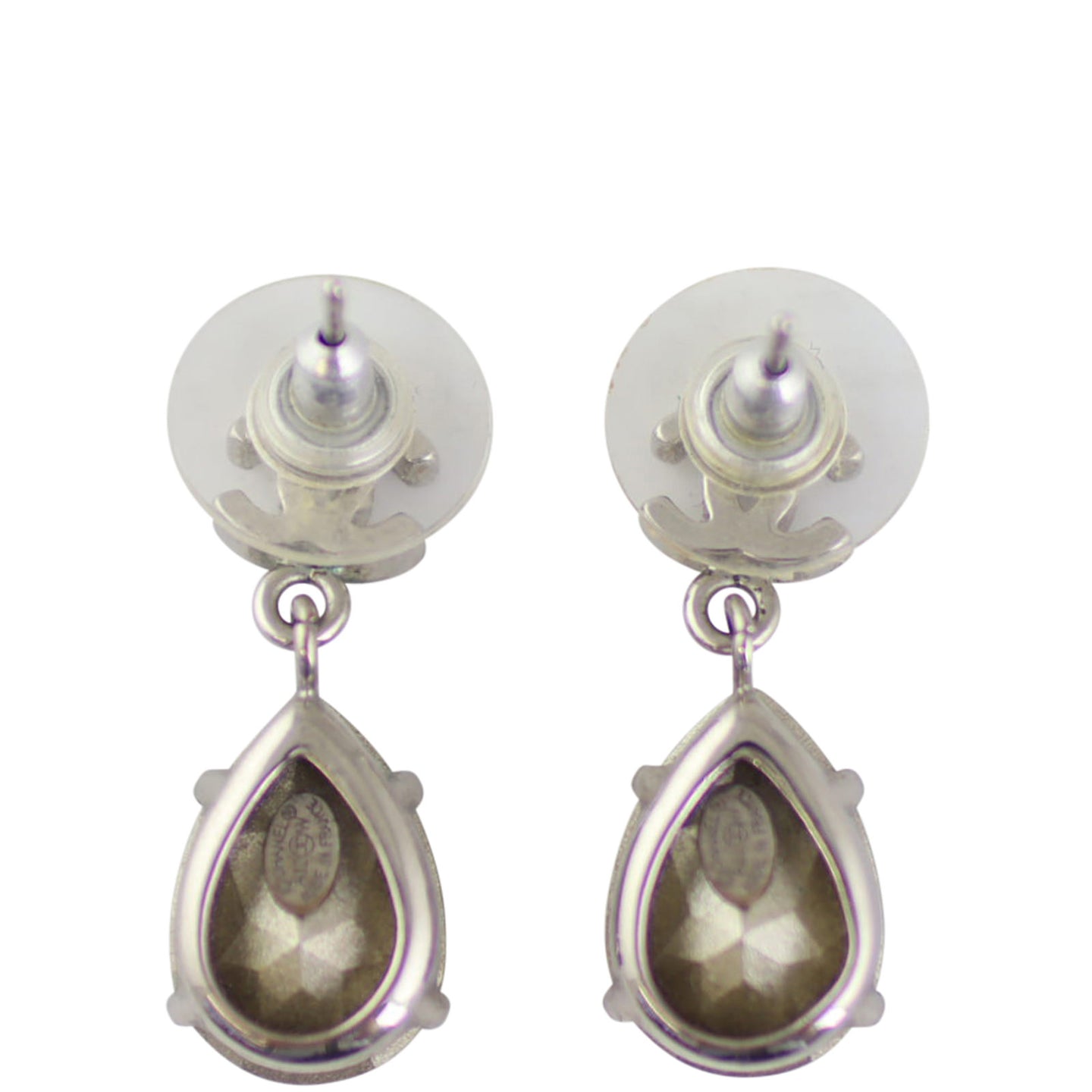 Chanel CC Crystal Drop Earrings Back